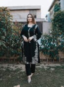 BLACK WITH WHITE EMROIDERED 2PCS SUIT